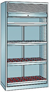 Lista, Lista CNC-Schrank mit Rollladen 4 Schubladen, 96 Halter ISO-SK 50 lichtgrau RAL 7035, LISTA CNC-Schrank mit Rollladen, 4 Schubladen, 96 Halter ISO-SK 50, lichtgrau RAL 7035