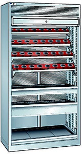 Lista, Lista CNC-Schrank mit Rollladen 7 Ebenen, 32 Halter ISO-SK 50 lichtgrau RAL 7035, LISTA CNC-Schrank mit Rollladen, 7 Ebenen, 32 Halter ISO-SK 50, lichtgrau RAL 7035