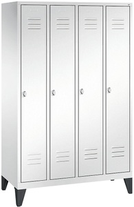 CP, CP CLASSIC Garderobenschrank mit Füßen 4 Abteile, Abteilbreite 300 mm verkehrsweiß, 