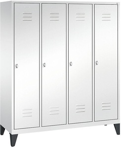 CP, CP CLASSIC Garderobenschrank mit Füßen 4 Abteile, Abteilbreite 400 mm verkehrsweiß, 