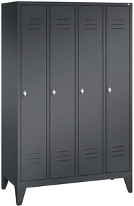 CP, CP CLASSIC Garderobenschrank mit Füßen 4 Abteile, Abteilbreite 300 mm schwarzgrau, 