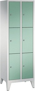 CP, CP CLASSIC Fächerschrank mit Füßen 2 Abteile, je 3 Fächer, Abteilbreite 300 mm lichtgrau / lichtgrün, 