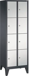 CP, CP CLASSIC Fächerschrank mit Füßen 2 Abteile, je 4 Fächer, Abteilbreite 300 mm schwarzgrau / lichtgrau, 