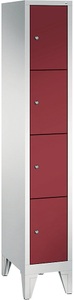CP, CP CLASSIC Fächerschrank mit Füßen 1 Abteil, 4 Fächer, Abteilbreite 300 mm lichtgrau / rubinrot, 