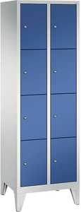 CP, CP CLASSIC Fächerschrank mit Füßen 2 Abteile, je 4 Fächer, Abteilbreite 300 mm lichtgrau / enzianblau, 