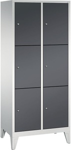 CP, CP CLASSIC Fächerschrank mit Füßen 2 Abteile, je 3 Fächer, Abteilbreite 400 mm lichtgrau / schwarzgrau, 