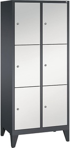 CP, CP CLASSIC Fächerschrank mit Füßen 2 Abteile, je 3 Fächer, Abteilbreite 400 mm schwarzgrau / lichtgrau, 
