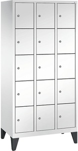 CP, CP CLASSIC Fächerschrank mit Füßen 3 Abteile, je 5 Fächer, Abteilbreite 300 mm verkehrsweiß, 