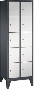 CP, CP CLASSIC Fächerschrank mit Füßen 2 Abteile, je 5 Fächer, Abteilbreite 300 mm schwarzgrau / lichtgrau, 