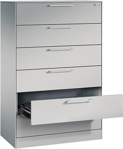 CP, CP Karteischrank ASISTO Höhe 1292 mm, mit 6 Schüben, DIN A5 quer weißaluminium/weißaluminium, C+P Karteischrank ASISTO, Höhe 1292 mm, mit 6 Schüben, DIN A5 quer, weißaluminium/weißaluminium