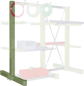 EUROKRAFT, EUROKRAFT Kragarm-Regalständer, Bauart mittelschwer zweiseitig, Ständerhöhe 2700 mm Traglast 3300 kg, grün, 