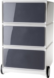 Paperflow, PAPERFLOW Rollcontainer aus Kunststoff 3 Schubladen weiß / anthrazit, Paperflow Rollcontainer easyBox®, 3 Schubladen, weiß / blau