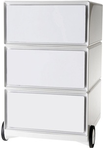 Paperflow, PAPERFLOW Rollcontainer aus Kunststoff 3 Schubladen weiß / anthrazit, Paperflow Rollcontainer easyBox®, 3 Schubladen, weiß / blau