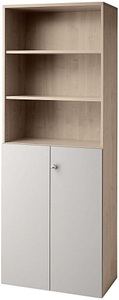 office akktiv, office akktiv ANNY - Kombi-Schrank 5 Fachböden, 2 Flügeltüren Nussbaum-Dekor / alusilber, 
