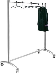 undefined, Reihengarderobenständer, mobil Höhe 1710 mm, Breite 1780 mm Bügelrohr-Ø 30 mm, Kleiderständer Event, alusilber