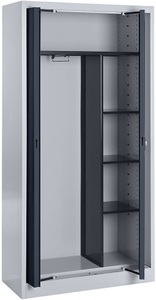 mauser, mauser Stahlschrank mit Einschwenktüren Garderobe, 3 kurze Fachböden, Tiefe 420 mm weißaluminium / anthrazitgrau, mauser Stahlschrank mit Einschwenktüren, Garderobe, 3 kurze Fachböden, Tiefe 420 mm, weißaluminium / anthrazitgrau