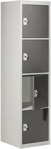 QUIPO, QUIPO Schließfachschrank mit 4 Einzelschließfächern HxBxT 1800 x 450 x 500 mm lichtgrau / basaltgrau, Grundelement, Schließfachschrank mit 4 Einzelschließfächern, HxBxT 1800 x 450 x 500 mm, lichtgrau / basaltgrau, Grundelement