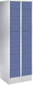 Wolf, Wolf Kleingefachschrank 20 Fächer, HxB 1850 x 600 mm Türfarbe Taubenblau RAL 5014, Schliessfachschrank, Stahlbl., Türanschl. rechts, Zylinderschloss, 20 Fächer, B 600 x H 1800 mm, l.grau RAL 7035/t.blau RAL 5014