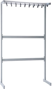 office akktiv, office akktiv Reihengarderobenständer einseitig ohne Kleiderbügel silber, ohne Schirmhalter, eurokraft pro Reihengarderobenständer einseitig, ohne Kleiderbügel, silber, ohne Schirmhalter
