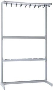 office akktiv, office akktiv Reihengarderobenständer einseitig ohne Kleiderbügel silber, mit Schirmhalter, eurokraft pro Reihengarderobenständer einseitig, ohne Kleiderbügel, silber, mit Schirmhalter