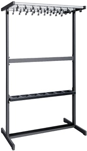 office akktiv, office akktiv Reihengarderobenständer doppelseitig ohne Kleiderbügel schwarz, mit Schirmhalter, eurokraft pro Reihengarderobenständer doppelseitig, ohne Kleiderbügel, schwarz, mit Schirmhalter