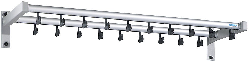 office akktiv, office akktiv Wandgarderobe mit Hutablage, 19 Mantelhaken, ohne Kleiderbügel silber, eurokraft pro Wandgarderobe, mit Hutablage, 19 Mantelhaken, ohne Kleiderbügel, silber