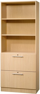 undefined, FINO - Kombi-Regal 2 Fachböden und 2 Hängeregistraturen Buche-Dekor, Hammerbacher Regalschrank Matrix Buche 800 x 420 x 2.004 mm