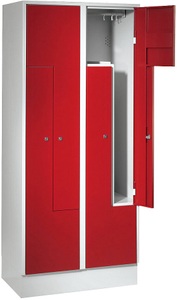 Wolf, Wolf Stahlspind, Z-Schrank 4 Abteile Türen feuerrot, Wolf Z-Garderobenschrank, 4 Abteile, Türen feuerrot