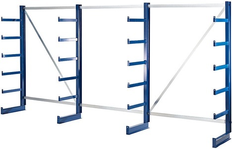 EUROKRAFT, EUROKRAFT Kragarmregal mit identischer Kragarm-Länge Regallänge 4050 mm einseitig, enzianblau, eurokraft pro Kragarmregal mit identischer Kragarm-Länge, Regallänge 4050 mm, einseitig, enzianblau