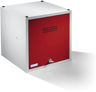 Wolf, Wolf Einzelschließfach, erweiterbar HxBxT 500 x 500 x 500 mm mit Sicherheitszylinderschloss, Tür feuerrot, Wolf Einzelschließfach, erweiterbar, HxBxT 500 x 500 x 500 mm, mit Sicherheitszylinderschloss, Tür feuerrot