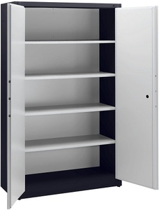 CP, CP Stahlschrank, feuergeschützt 4 Fachböden verstellbar, Breite 1200 mm schwarzgrau / lichtgrau, C+P Feuergeschützter Stahlschrank, gemäß DIN 4102, HxBxT 1950 x 1200 x 500 mm, schwarzgrau/lichtgrau
