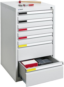undefined, Schubladenschrank Breite 500 mm, 7 Schubladen lichtgrau, Schubladenschrank, Breite 500 mm, 7 Schubladen, lichtgrau