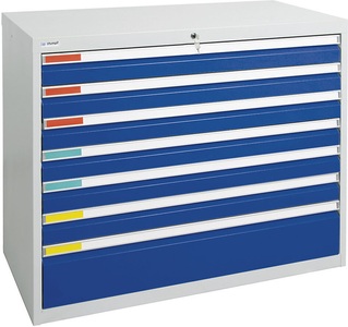 undefined, Schubladenschrank Breite 1000 mm, 7 Schubladen lichtgrau / enzianblau, Schubladenschrank, Breite 1000 mm, 7 Schubladen, lichtgrau / enzianblau