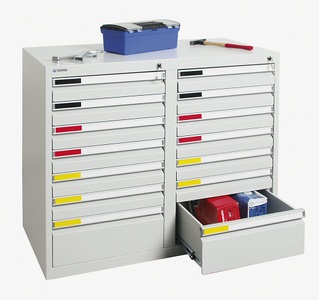 undefined, Schubladenschrank Breite 1000 mm, 14 Schubladen lichtgrau, Schubladenschrank, Breite 1000 mm, 14 Schubladen, lichtgrau