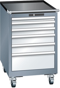 Lista, Lista Schubladenschrank, Breite 564 mm, fahrbar 6 Schubladen, HxT 890 x 572 mm grau metallic / lichtgrau, LISTA Schubladenschrank, Breite 564 mm, fahrbar, 6 Schubladen, HxT 890 x 572 mm, grau metallic / lichtgrau