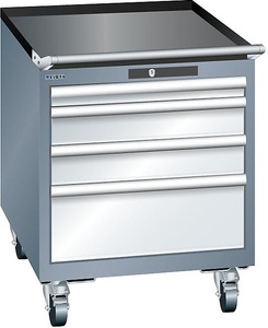 Lista, Lista Schubladenschrank, Breite 564 mm, fahrbar 4 Schubladen, HxT 723 x 725 mm grau metallic / lichtgrau, LISTA Schubladenschrank, Breite 564 mm, fahrbar, 4 Schubladen, HxT 723 x 725 mm, grau metallic / lichtgrau