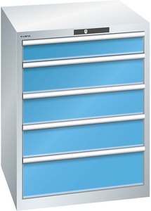 Lista, Lista Schubladenschrank, 5 Schubladen BxTxH 717 x 725 x 850 mm lichtgrau / lichtblau, Schubladentraglast 75 kg, LISTA Schubladenschrank, 5 Schubladen, BxTxH 717 x 725 x 850 mm, lichtgrau / lichtblau, Schubladentraglast 75 kg