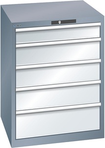 Lista, Lista Schubladenschrank, 5 Schubladen BxTxH 717 x 725 x 850 mm grau metallic / lichtgrau, Schubladentraglast 75 kg, LISTA Schubladenschrank, 5 Schubladen, BxTxH 717 x 725 x 850 mm, grau metallic / lichtgrau, Schubladentraglast 75 kg