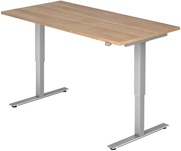 undefined, UPLINER - Schreibtisch, elektrisch höhenverstellbar BxT 1600 x 800 mm Dekor Nussbaum, UPLINER - Schreibtisch, elektrisch höhenverstellbar, gerade, BxT 1600 x 800 mm, Nussbaum/alusilber