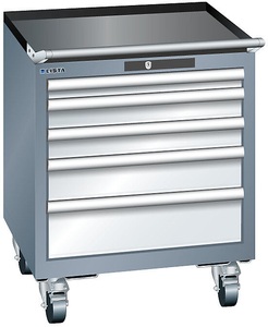Lista, Lista Schubladenschrank, Breite 564 mm, fahrbar 5 Schubladen, HxT 723 x 572 mm grau metallic / lichtgrau, LISTA Schubladenschrank, Breite 564 mm, fahrbar, 5 Schubladen, HxT 723 x 572 mm, grau metallic / lichtgrau