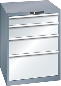 Lista, Lista Schubladenschrank, 4 Schubladen BxTxH 717 x 725 x 850 mm grau metallic / lichtgrau, Schubladentragkraft 75 kg, LISTA Schubladenschrank, 4 Schubladen, BxTxH 717 x 725 x 850 mm, grau metallic / lichtgrau, Schubladentragkraft 75 kg