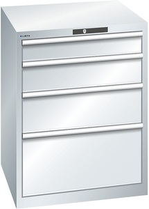 Lista, Lista Schubladenschrank, 4 Schubladen BxTxH 717 x 725 x 850 mm lichtgrau, Schubladentragkraft 200 kg, LISTA Schubladenschrank, 4 Schubladen, BxTxH 717 x 725 x 850 mm, lichtgrau, Schubladentragkraft 200 kg