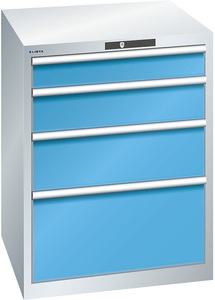 Lista, Lista Schubladenschrank, 4 Schubladen BxTxH 717 x 725 x 850 mm lichtgrau / lichtblau, Schubladentragkraft 200 kg, LISTA Schubladenschrank, 4 Schubladen, BxTxH 717 x 725 x 850 mm, lichtgrau / lichtblau, Schubladentragkraft 200 kg