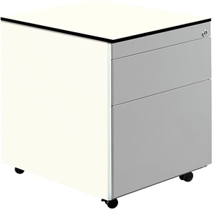 mauser, mauser Schubladencontainer mit Rollen HxT 573 x 600 mm, 1 Materialschub, 1 Hängeregistratur reinweiß / weißaluminium / weiß, mauser Schubladencontainer mit Rollen, HxT 573 x 600 mm, 1 Materialschub, 1 Hängeregistratur, reinweiß / weißaluminium / weiß