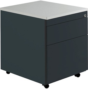 mauser, mauser Schubladencontainer mit Rollen HxT 579 x 600 mm, 1 Materialschub, 1 Hängeregistratur anthrazitgrau / anthrazitgrau / lichtgrau, mauser Schubladencontainer mit Rollen, HxT 579 x 600 mm, 1 Materialschub, 1 Hängeregistratur, anthrazitgrau / anthrazitgrau / lichtgrau