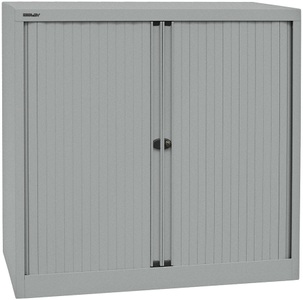 Bisley, BISLEY Euro-Rollladenschrank Breite 1000 mm, 2 Fachböden schwarz, BISLEY Rollladenschrank, 2 OH, Breite 1.000 mm, silber