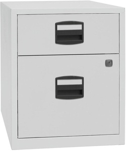 Bisley, BISLEY Mobiler Beistellschrank PFA 1 Schublade, 1 Hängeregistratur lichtgrau, BISLEY Schubladenschrank mit Materialschub + Hängeregistratur, lichtgrau