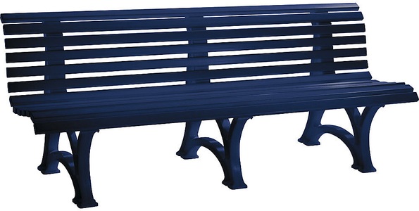 undefined, Parkbank aus Kunststoff mit 13 Leisten Breite 2000 mm, stahlblau, Sitzbank Genf, Länge 2.000 mm, 3-füssig, blau