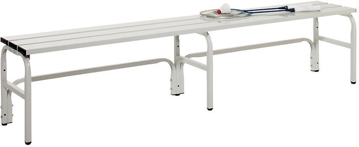 undefined, Umkleidebank aus Edelstahl, HxT 450 x 350 mm L 2000 mm, ohne Schuhrost, ohne Hakenleiste, Umkleidebank, Edelstahlrohr/Alu, einfach, L 2000 mm, lichtgrau