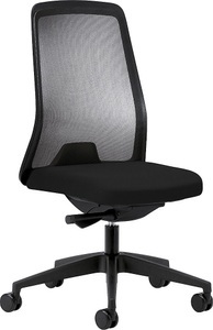 interstuhl, interstuhl Operator-Drehstuhl EVERY, Netz-Rückenlehne schwarz Gestell schwarz, mit harten Rollen graphitschwarz, Sitztiefe 430 mm, 